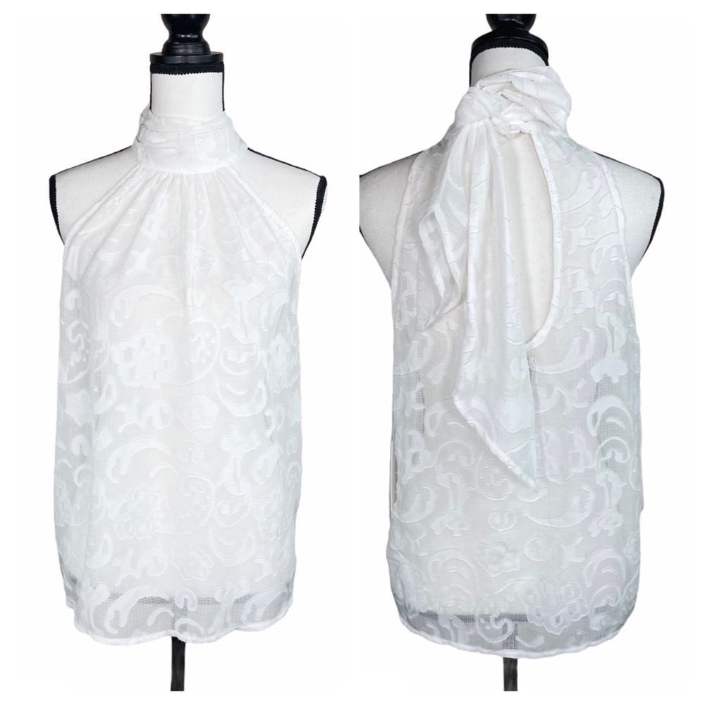 NWT Elizabeth Crosby Ana Tie Neck Top